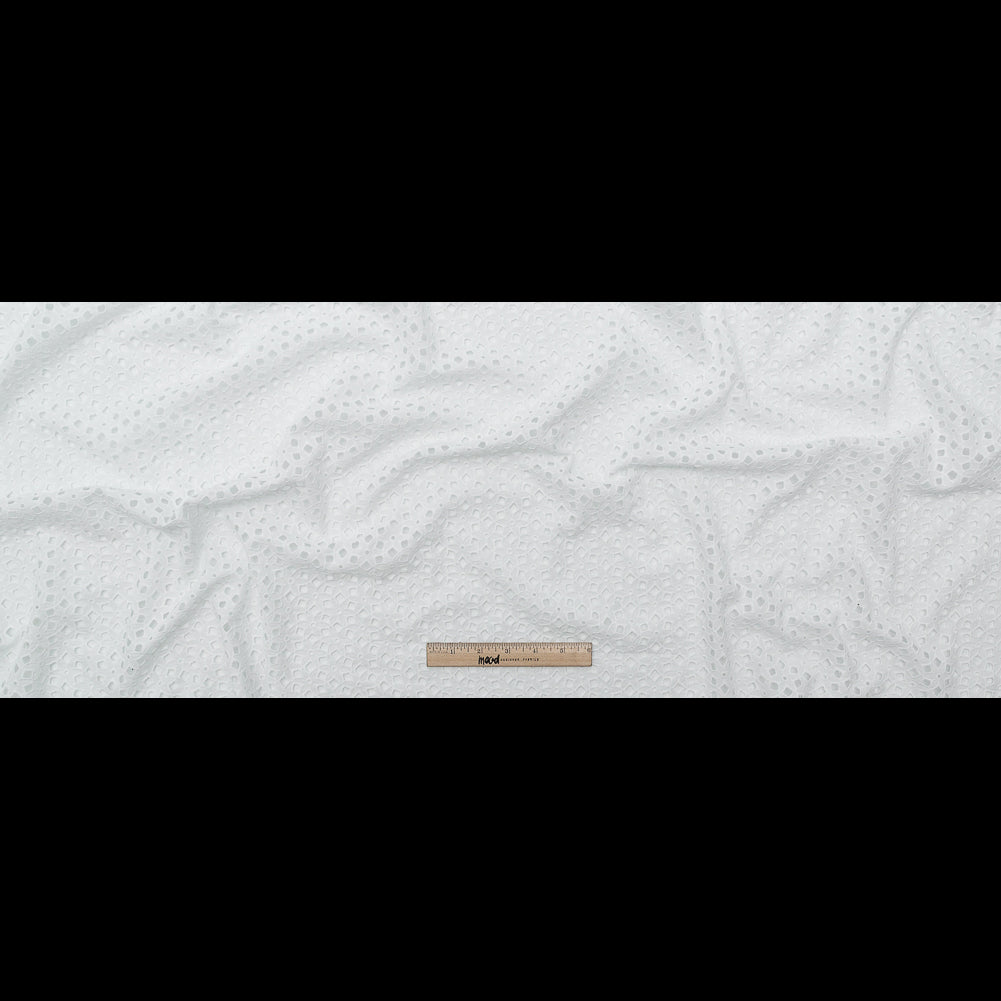 Milly White Geometric Embroidered Cotton Eyelet Full