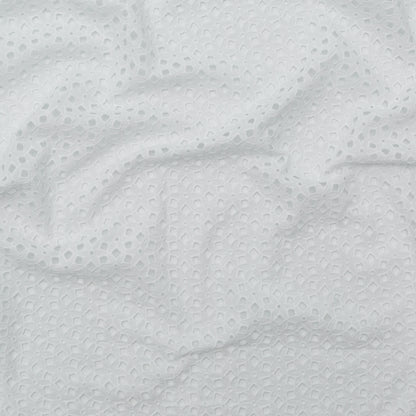 Milly White Geometric Embroidered Cotton Eyelet