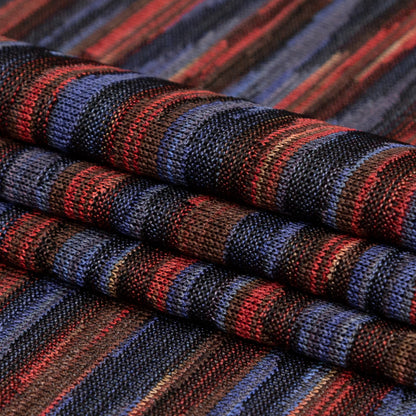 Deep Well and Chili Oil Tactile Striped Polyester Knit Folded