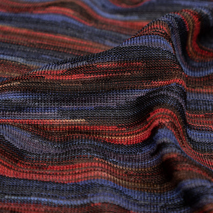 Deep Well and Chili Oil Tactile Striped Polyester Knit Detail