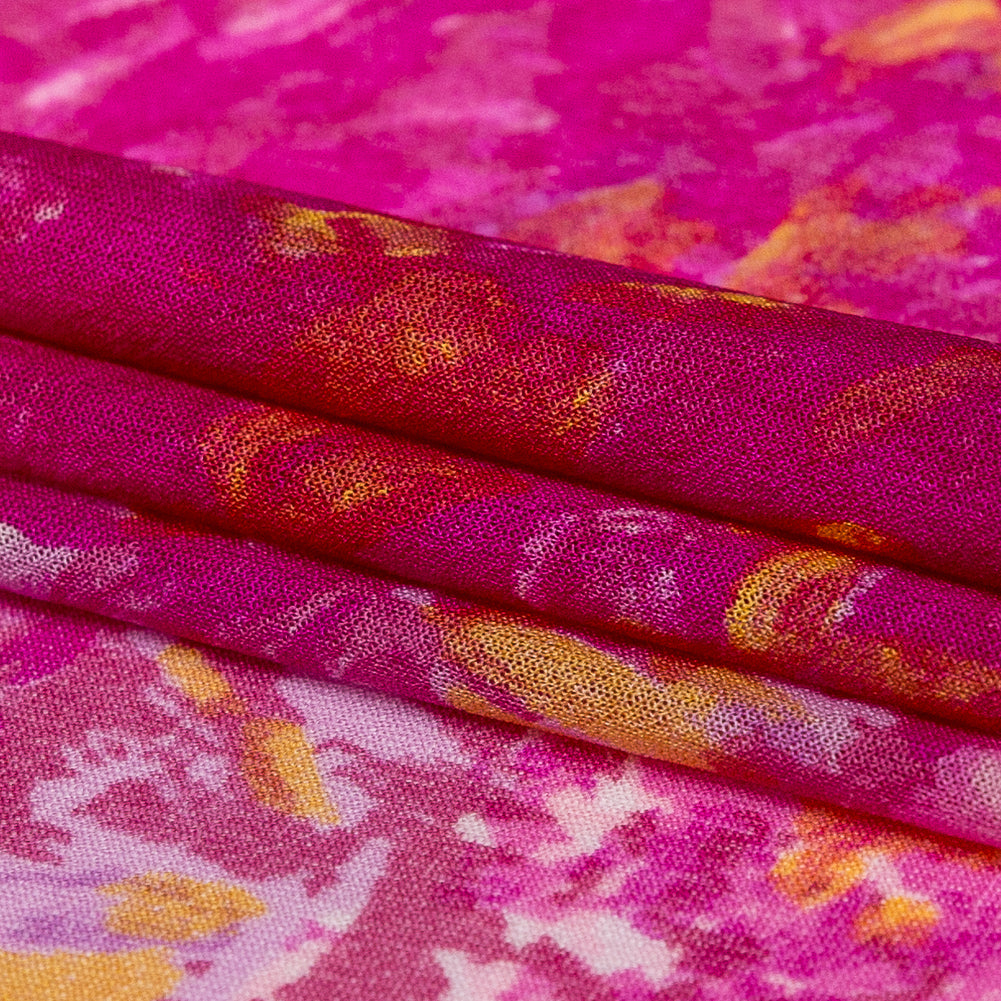Magenta Haze and Orange Abstract Stretch Knit Folded