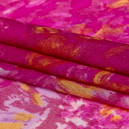 Magenta Haze and Orange Abstract Stretch Knit Folded