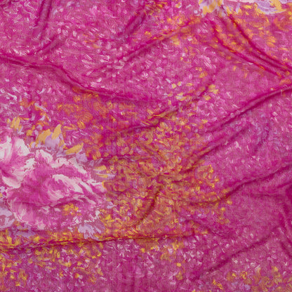 Magenta Haze and Orange Abstract Stretch Knit