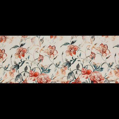 Carolina Herrera Red and Peacock Blue Watercolor Floral Silk Gazar Full