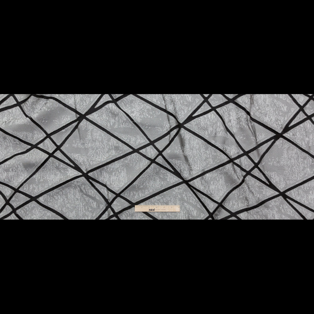 Silver and White Geometric Burnout Jacquard Full