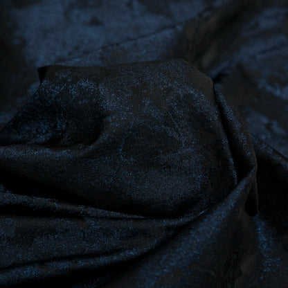 Shimmering Metallic Federal Blue Abstract Jacquard Detail