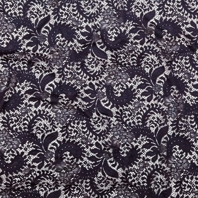 Italian Mulberry Floral Lace with Scalloped Eyelash Edges