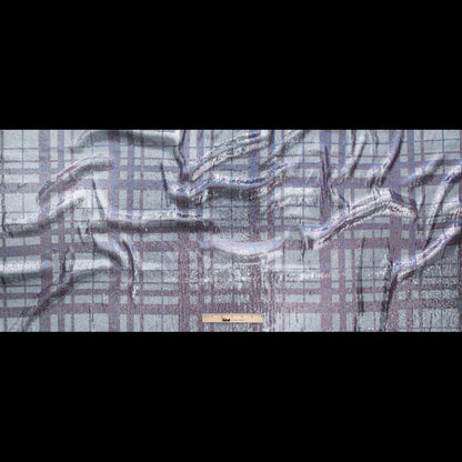 Italian Silver Circle Baby Sequins on Periwinkle, Lavender and White Plaid Mesh Full