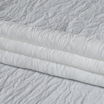 Italian White Wrinkled Polyester Satin Folded