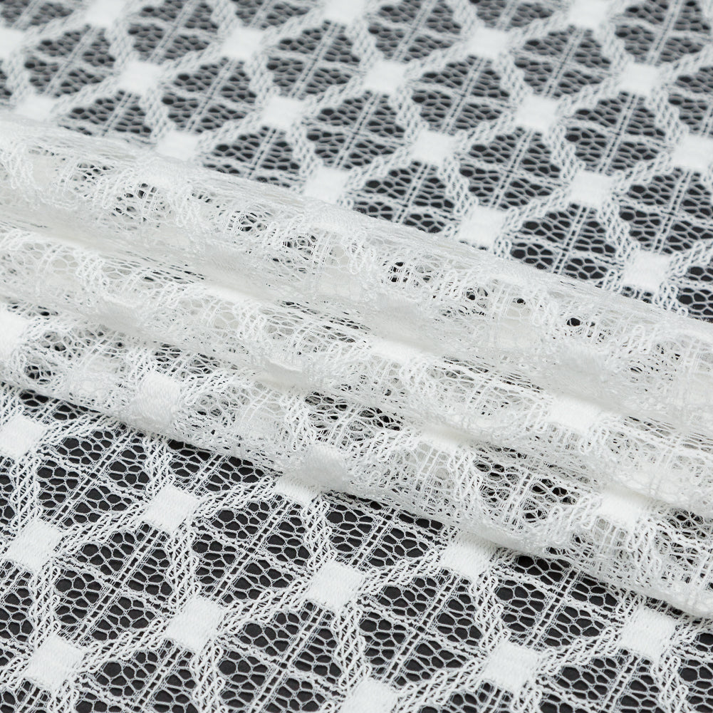 Milly White Diamond Polyester Lace Folded