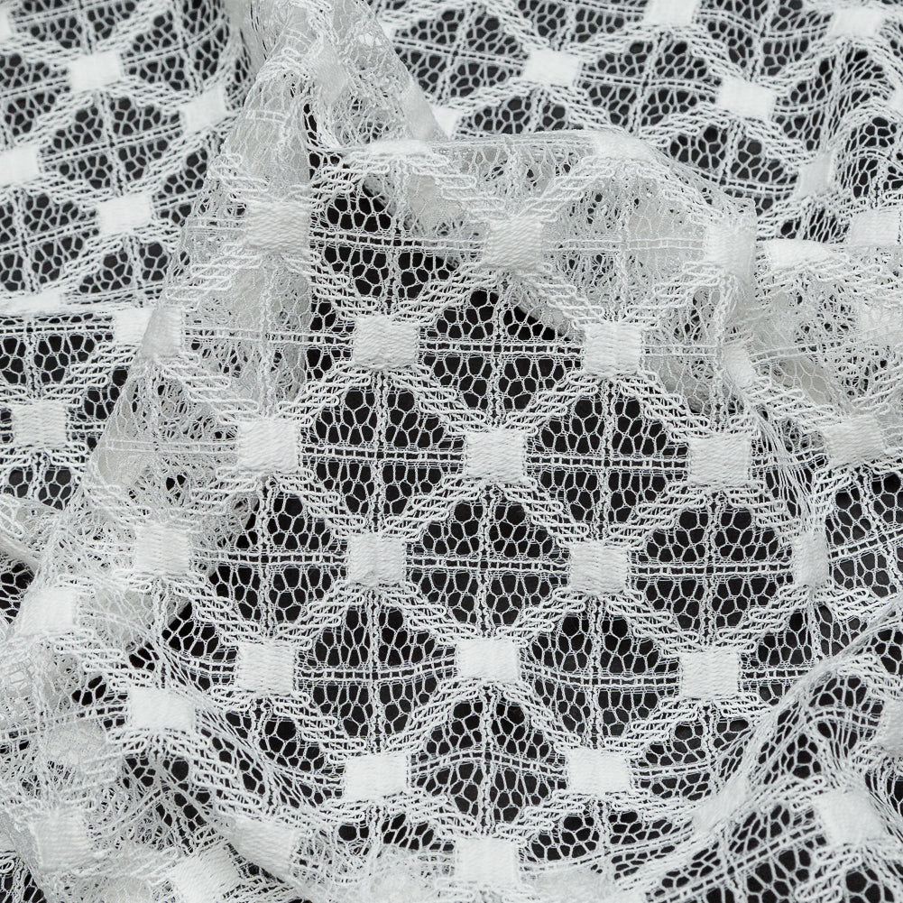 Milly White Diamond Polyester Lace Detail