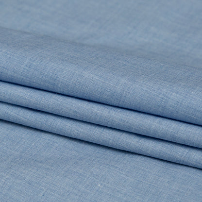 Italian Heathered Blue Cotton Shirting Folded