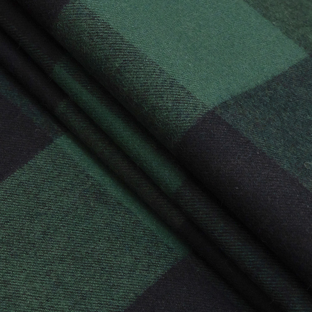 Buffalo Check Cotton Flannel - Black and Green - Seco Collection Detail