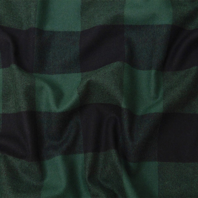 Buffalo Check Cotton Flannel - Black and Green - Seco Collection