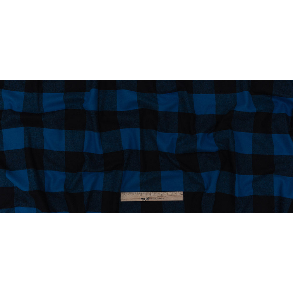 Buffalo Check Cotton Flannel - Black and Blue - Seco Collection Folded