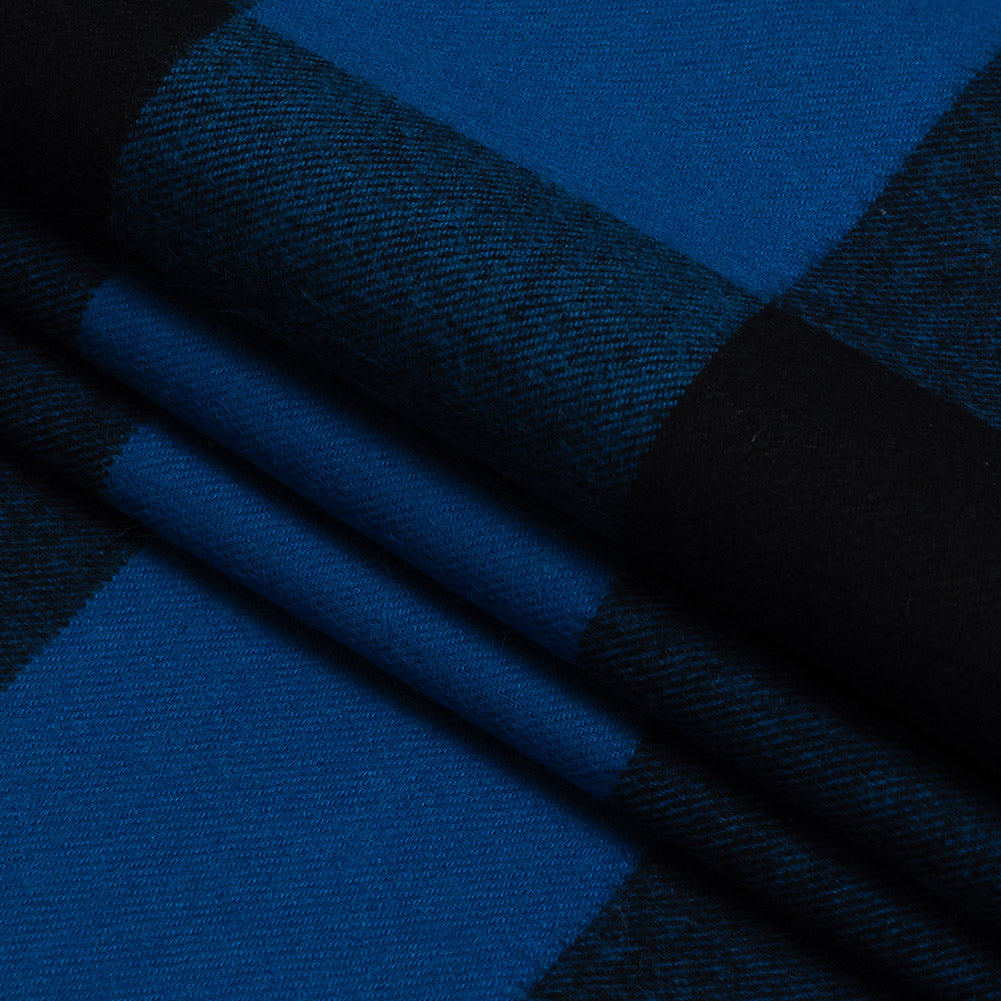 Buffalo Check Cotton Flannel - Black and Blue - Seco Collection Detail