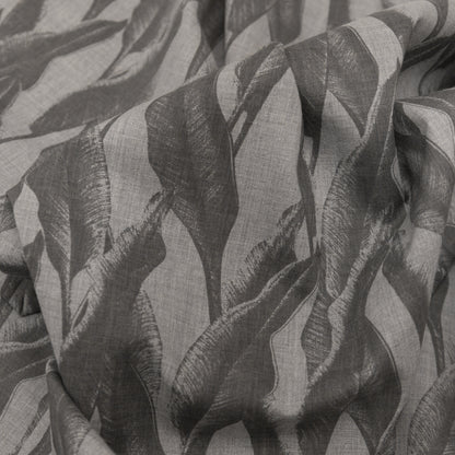 Organic Cotton Shirting - Heathered Vapor and Granite Gray Leaves Detail