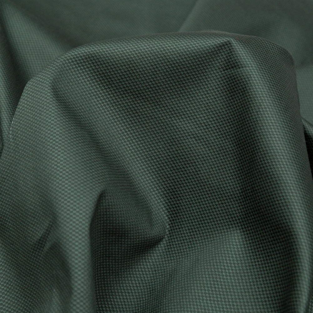 Olive Stretch Woven Cotton Pique Detail