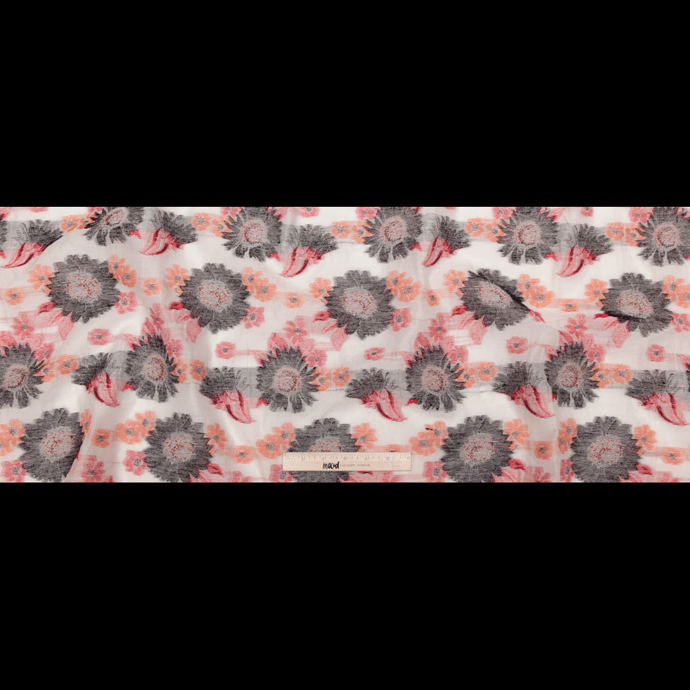 Famous NYC Designer Firecracker and Poinsettia Sunflowers Blended Cotton Brocade Full