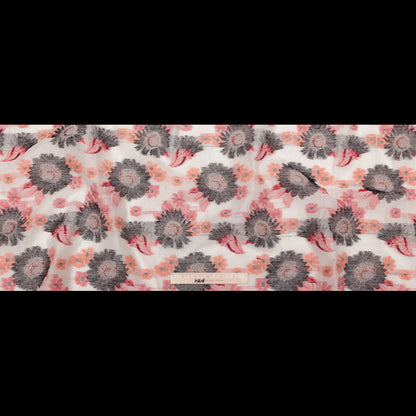 Famous NYC Designer Firecracker and Poinsettia Sunflowers Blended Cotton Brocade Full