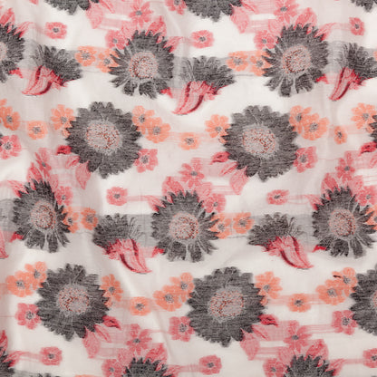 Famous NYC Designer Firecracker and Poinsettia Sunflowers Blended Cotton Brocade