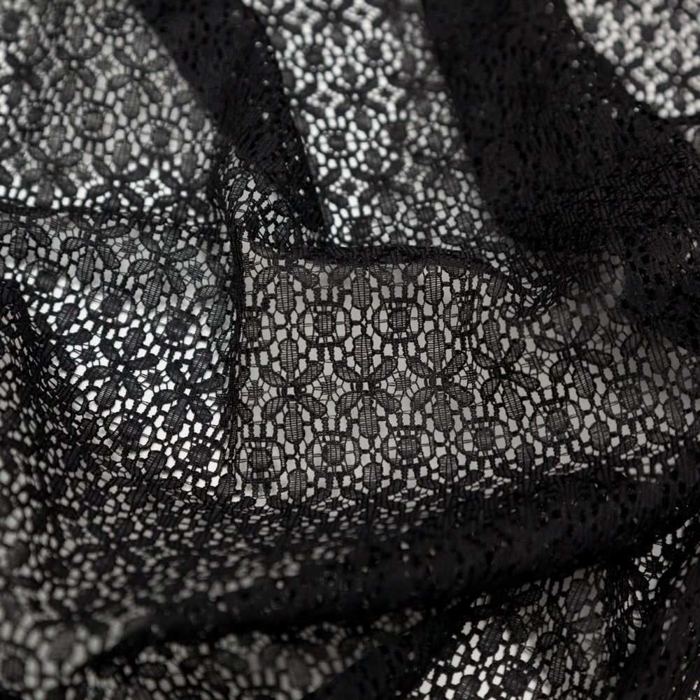 Famous NYC Designer Black Stretch Floral Lace Detail