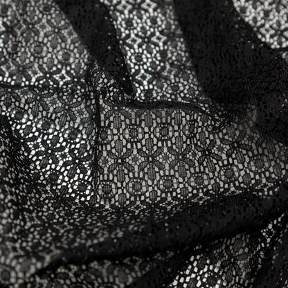Famous NYC Designer Black Stretch Floral Lace Detail