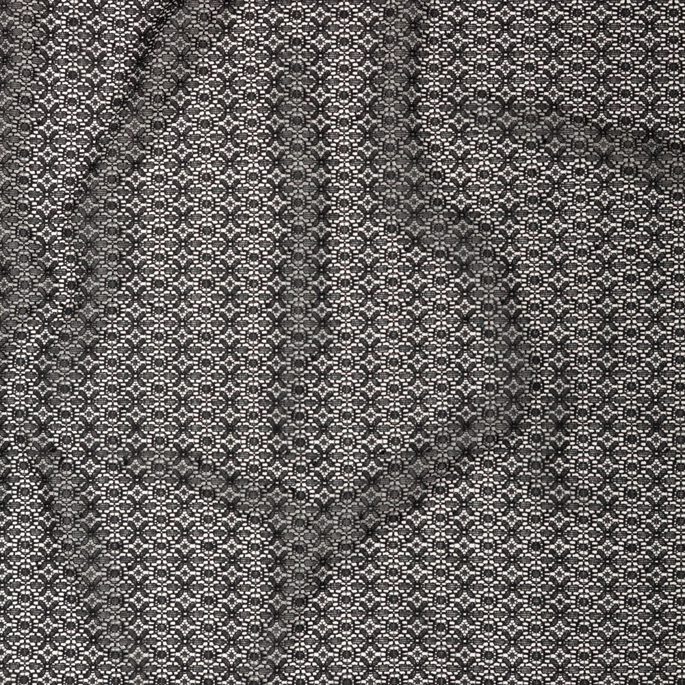 Famous NYC Designer Black Stretch Floral Lace