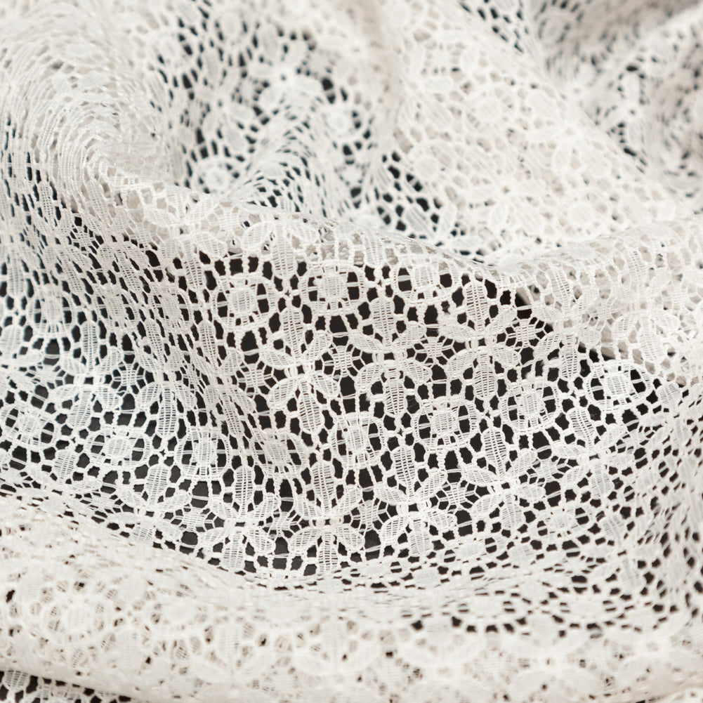 Famous NYC Designer Crystal Gray Stretch Floral Lace Detail