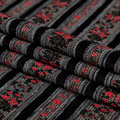 Famous NYC Designer American Beauty and Black Striped Acrylic Tweed Folded