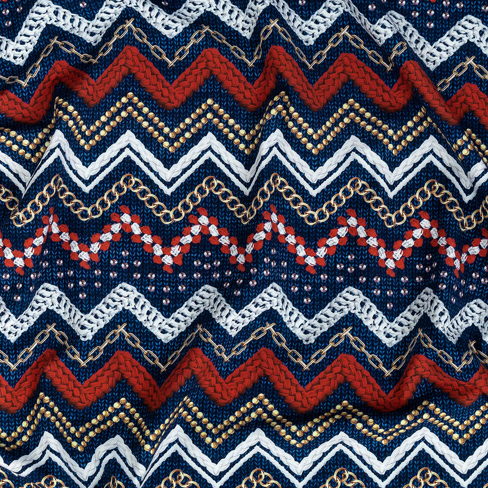 Compression Swimwear Tricot, UV Protective with Aloe Vera Microcapsules - Red and Navy Peony Nautical Ropes - Caye Collection