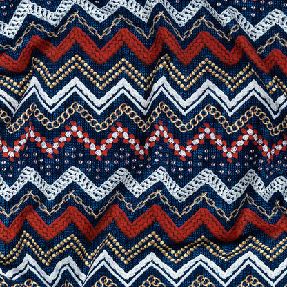 Compression Swimwear Tricot, UV Protective with Aloe Vera Microcapsules - Red and Navy Peony Nautical Ropes - Caye Collection