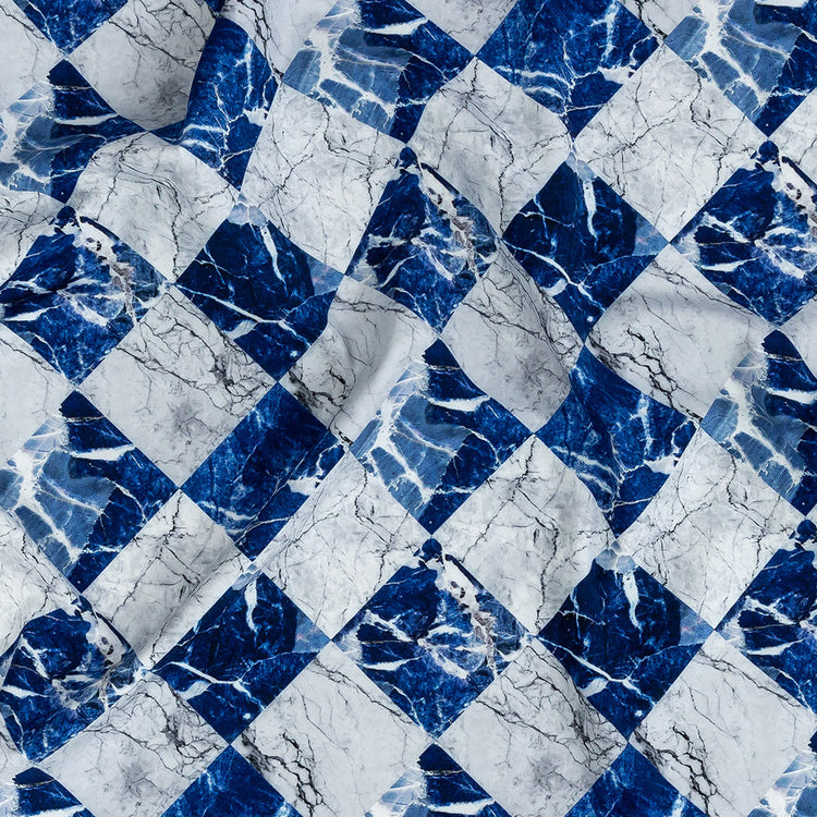 template--25130090922057__main-Wedgewood and White Checkered Marble Caye UV Protective Compression Swimwear Tricot with Aloe Vera Microcapsules