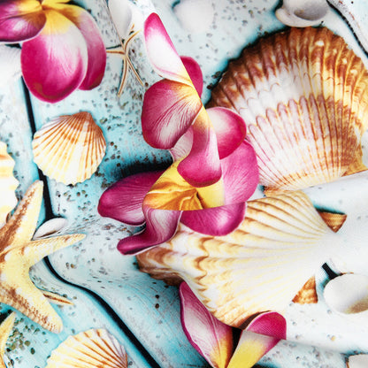 Compression Swimwear Tricot, UV Protective with Aloe Vera Microcapsules - Shells on an Aqua Boardwalk - Caye Collection Detail