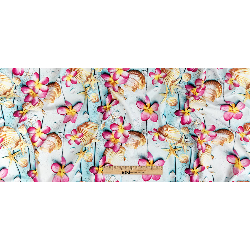 Compression Swimwear Tricot, UV Protective with Aloe Vera Microcapsules - Shells on an Aqua Boardwalk - Caye Collection Full