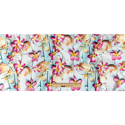 Compression Swimwear Tricot, UV Protective with Aloe Vera Microcapsules - Shells on an Aqua Boardwalk - Caye Collection Full