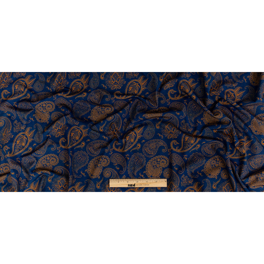 Estate Blue and Gold Paisley Caye UV Protective Compression Swimwear Tricot with Aloe Vera Microcapsules Full