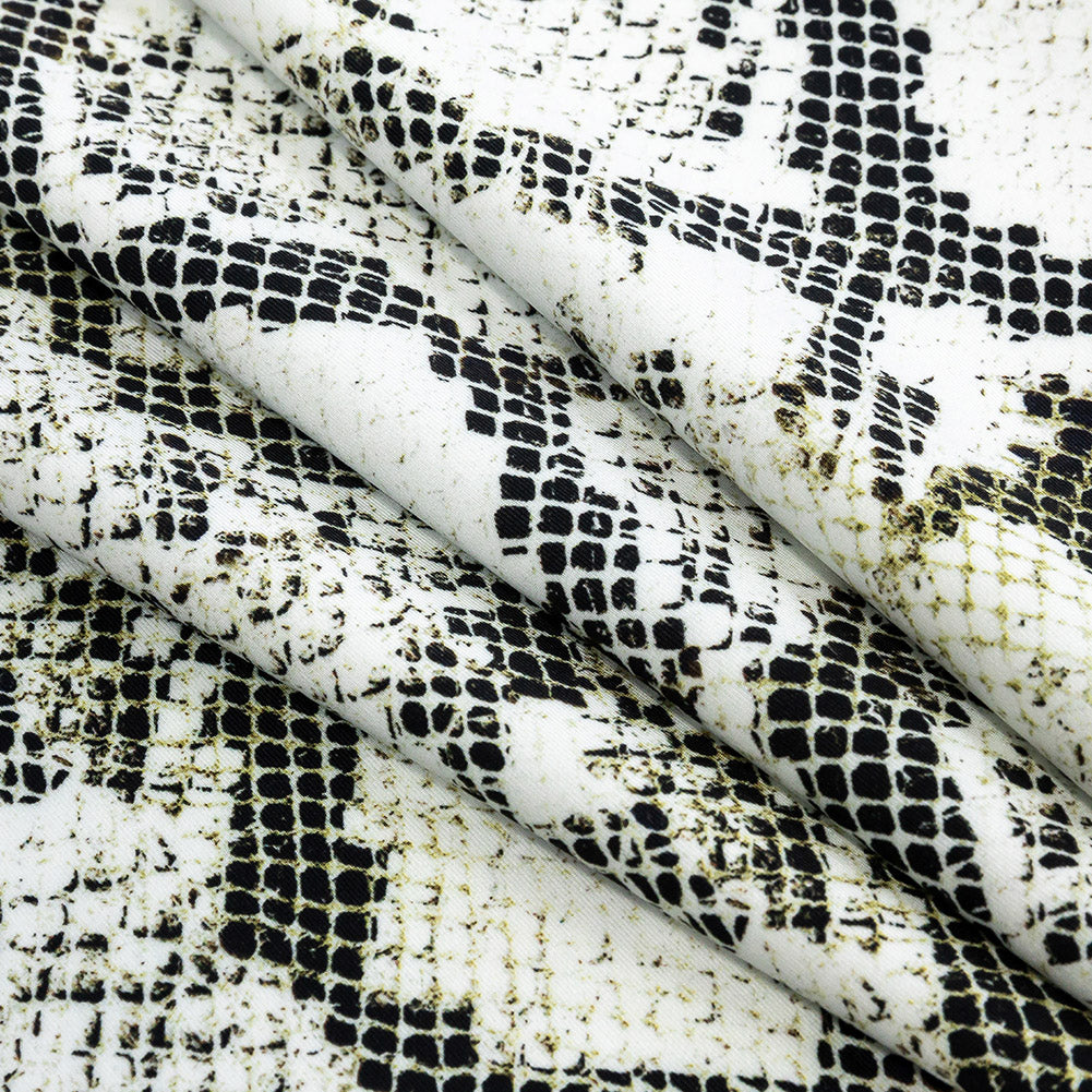 Compression Swimwear Tricot, UV Protective with Aloe Vera Microcapsules - White and Black Python - Caye Collection Folded