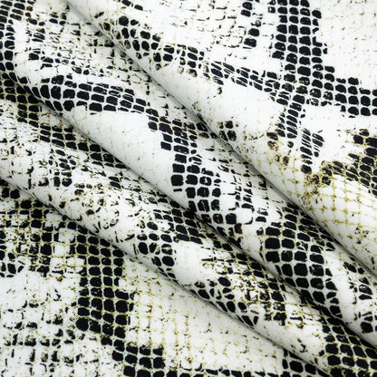 Compression Swimwear Tricot, UV Protective with Aloe Vera Microcapsules - White and Black Python - Caye Collection Folded