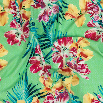 Compression Swimwear Tricot, UV Protective with Aloe Vera Microcapsules - Seafoam, Wild Orchid and Tangerine Tropical Floral - Caye Collection