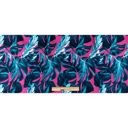 Magenta and Teal Foliage Caye UV Protective Compression Swimwear Tricot with Aloe Vera Microcapsules Full