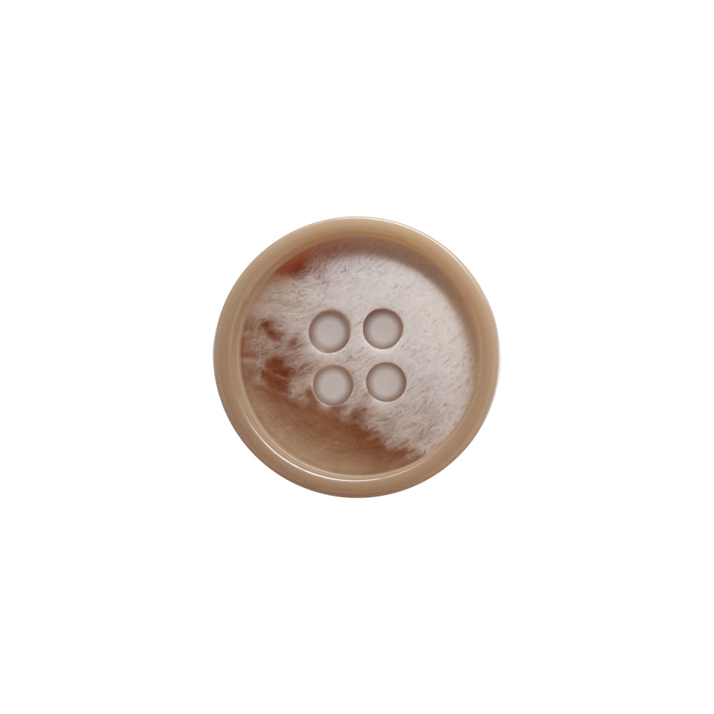 Italian Beige and Ivory Abstract 4-Hole Plastic Button - 24L/15mm