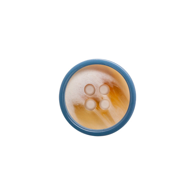 Italian Blue, Chipmunk and Silver Birch Abstract 4-Hole Plastic Button - 24L/15mm