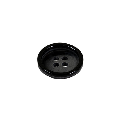 Italian Black Abstract 4-Hole Plastic Button - 24L/15mm Folded
