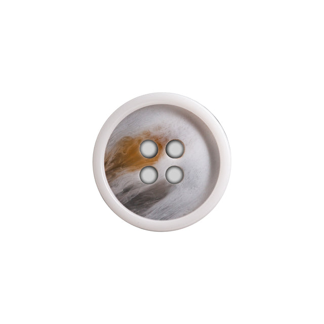 Italian White and Beige Abstract 4-Hole Plastic Button - 28L/18mm