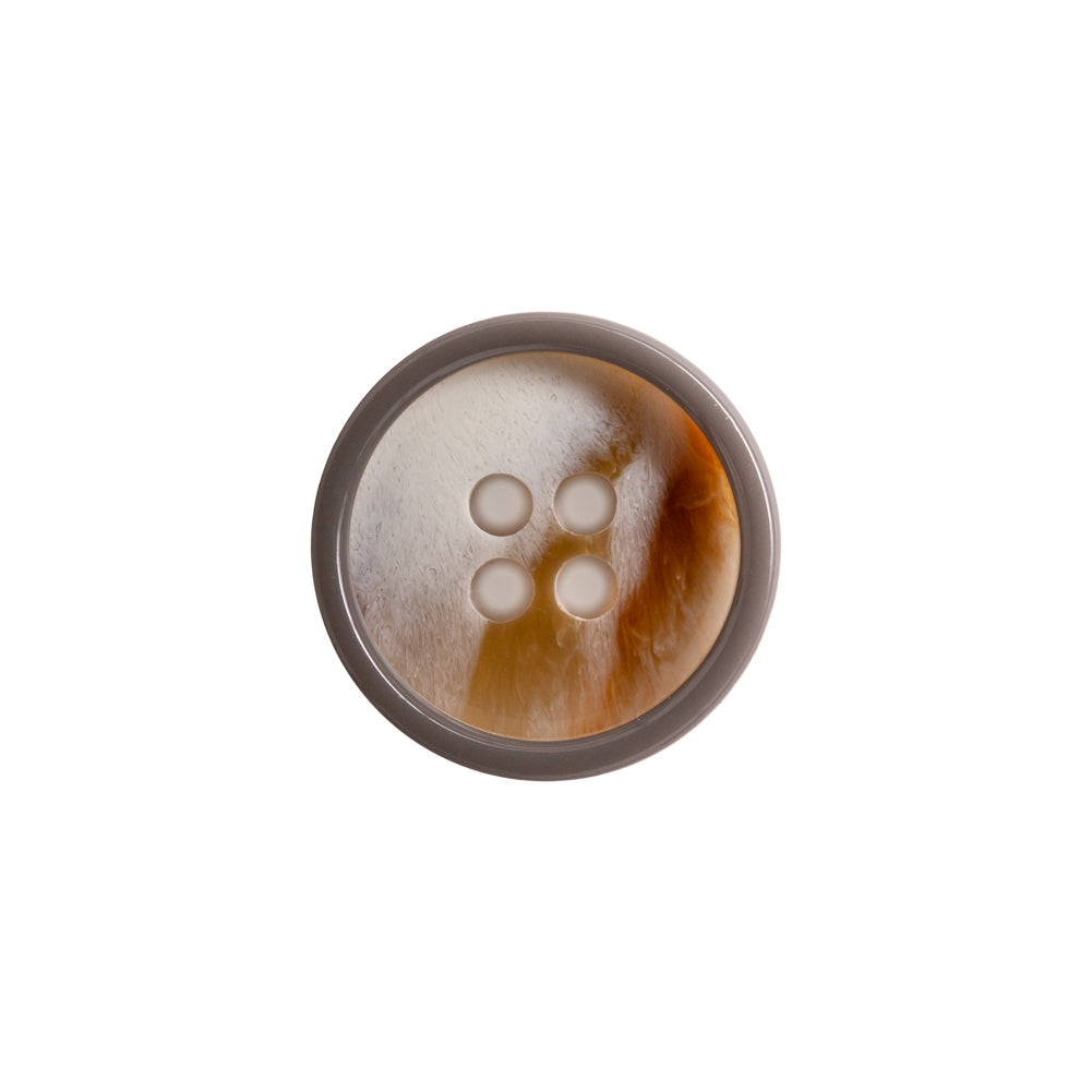 Italian Mourning Dove and Beige Abstract 4-Hole Plastic Button - 28L/18mm