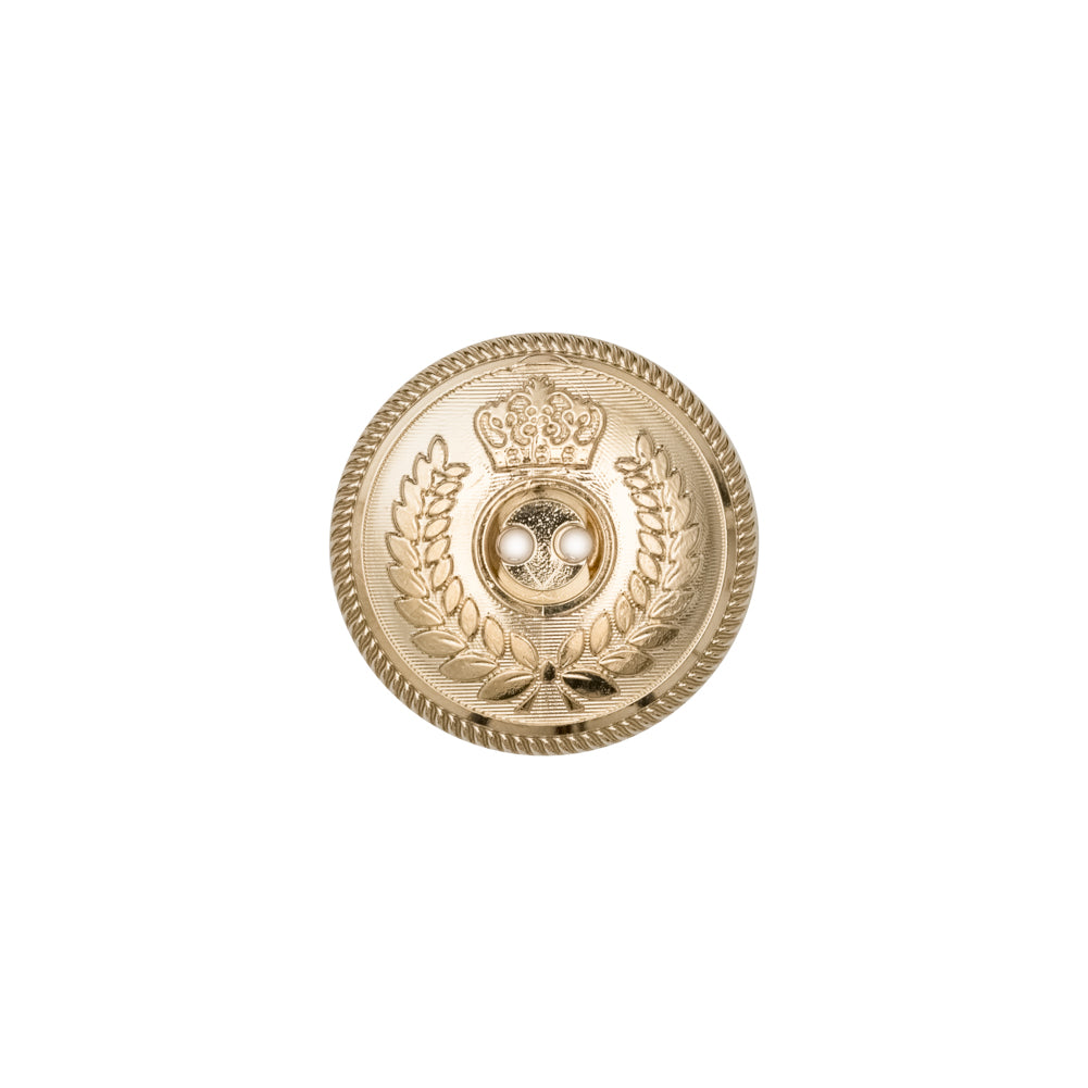 Italian Gold 2-Hole Crest Button - 24L/15mm