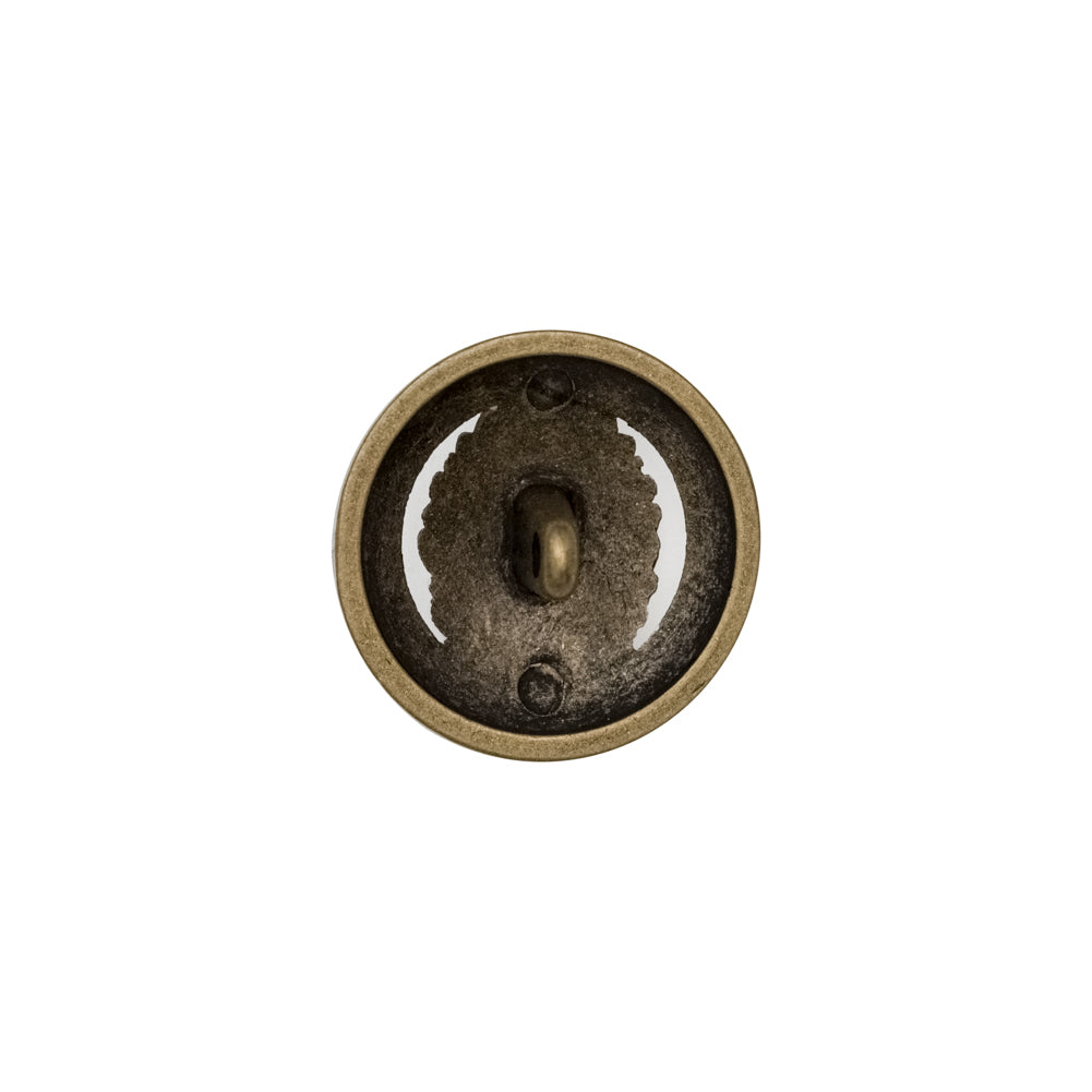 Italian Antique Gold Metal Crest Shank Button - 24L/15mm Detail