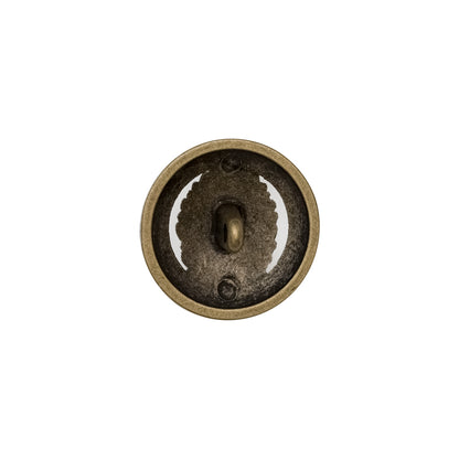 Italian Antique Gold Metal Crest Shank Button - 24L/15mm Detail