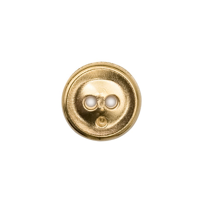 Italian Gold and Black 2-Hole Crest Button - 24L/15mm Detail